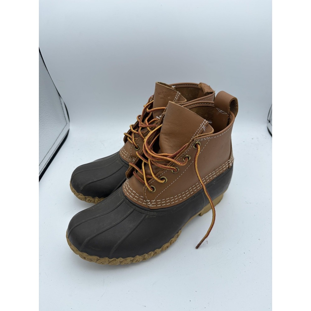 L.L. Bean Bean Boots Womens Size 8 Brown Leather Duck Rain Ankle Lace Up